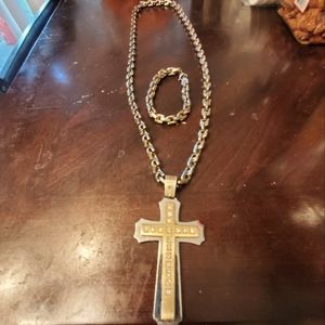 Mens stainless steel necklace & bracelet
